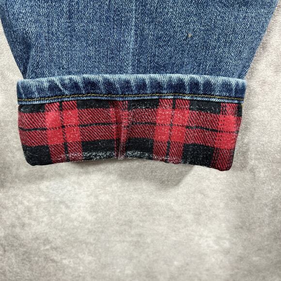 Judy Blue Jeans Womens 14W Blue Skinny Fit Distressed Plaid Patch Cuffed Red - Picture 8 of 15